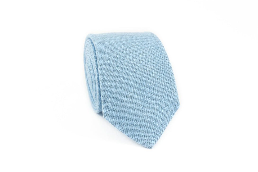 Sky blue linen mens wedding bow ties for groomsmen - sky blue wedding necktie