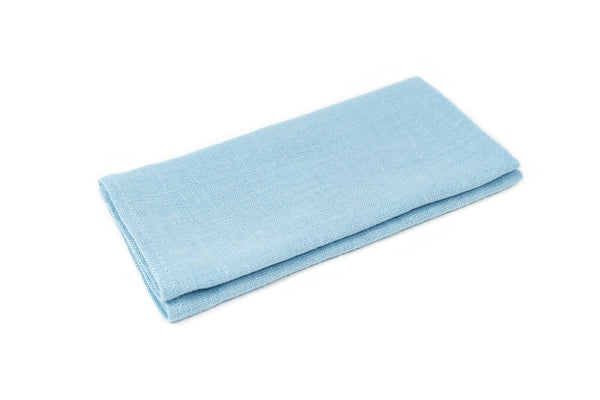 Sky blue color linen pocket square or handkerchief for men available with matching bow tie or necktie