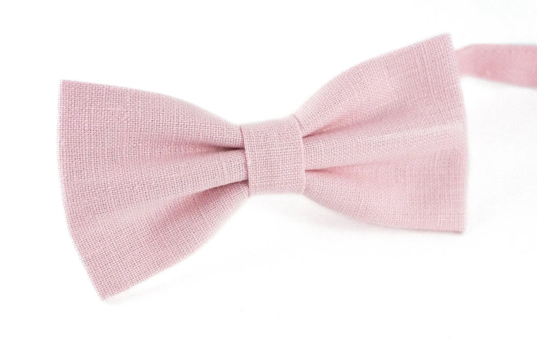 Light pink color linen butterfly men's bow ties available with matching handkerchief / Unique gift for men