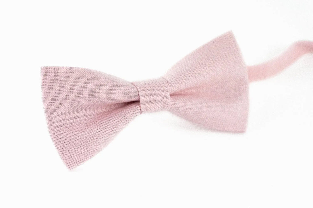 Light pink color pre-tied linen ties for man / Light Pink Groomsman bow ties for weddings available with matching pocket square