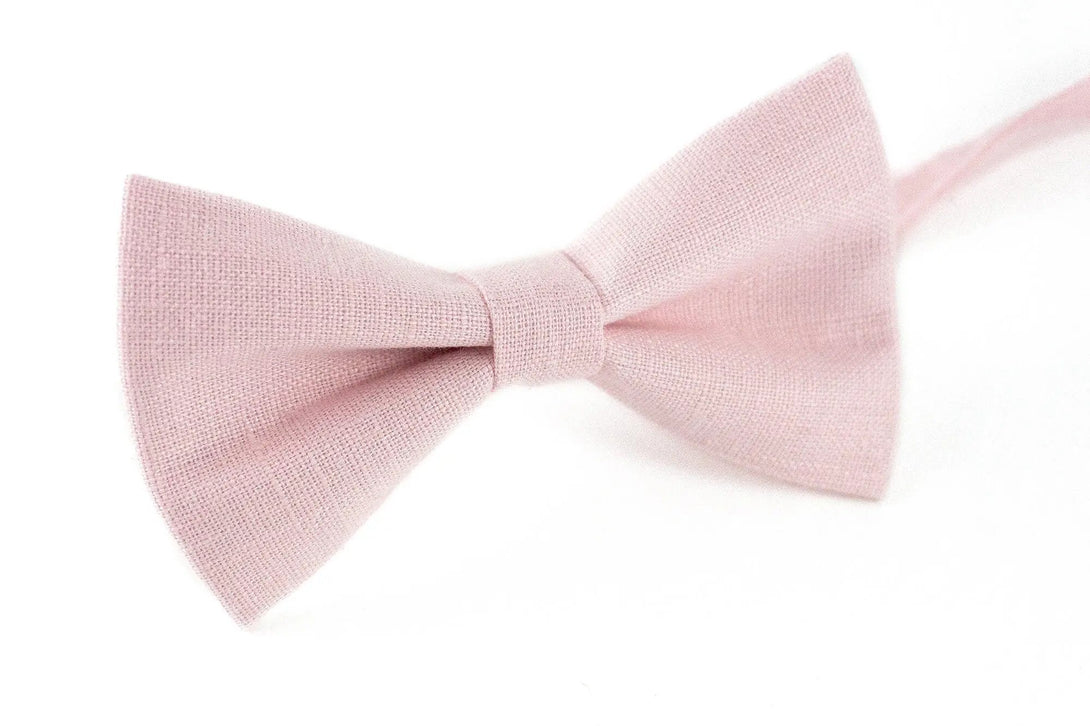 Light pink color linen pre-tied bow ties for man and toddler boys / Light Pink wedding bow ties and neckties for Groomsmen proposal gift