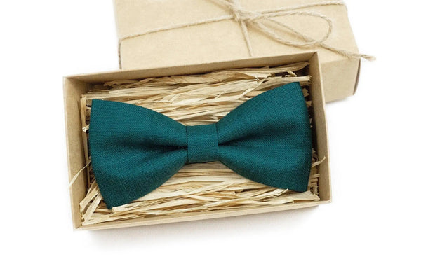 Teal green classic best men ties for weddings / Pre-tied ring bearer and baby boys bow ties