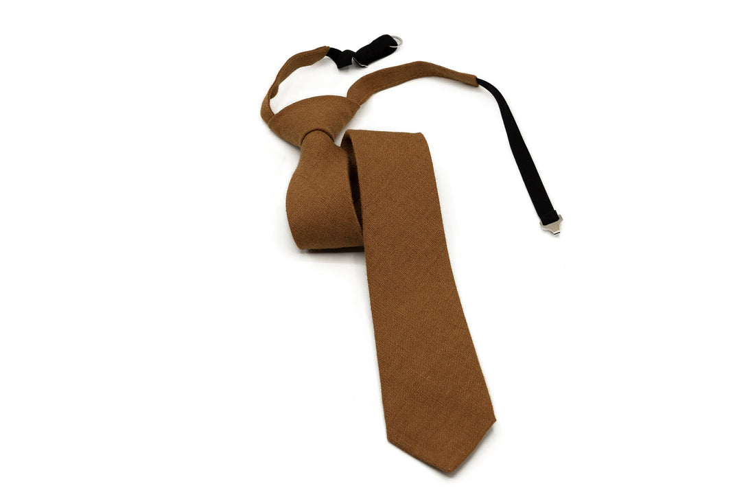 Light Copper Tie. Copper brown Linen Neckties. Copper Wedding Ties. Solid Copper Ties for Men. Groomsmen Ties.