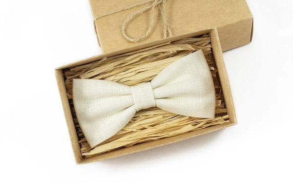 Champagne color wedding bow tie for groomsmen and groom / Bow ties for man and toddler boys available with matching handkerchief