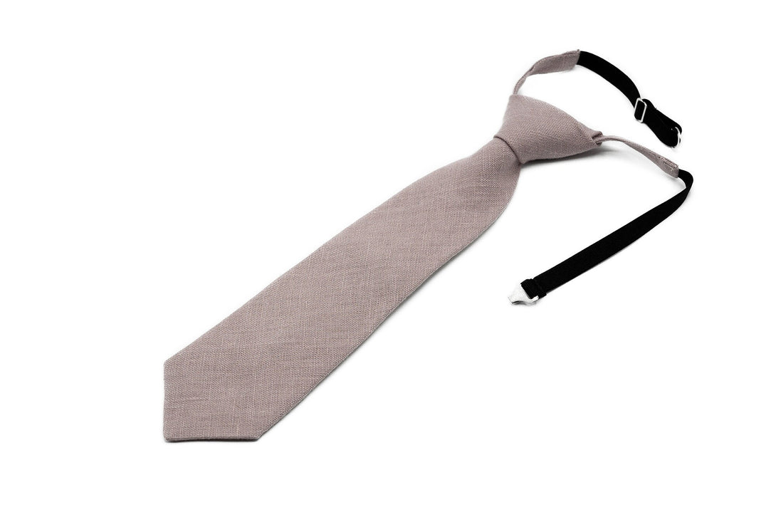 Dark Mauve Linen Pre - Tied wedding necktie for groomsmen and groom available with matching pocket square / Pre - Tied Boy's Mauve necktie