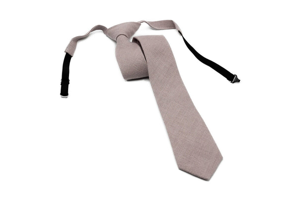 Dark Mauve Linen Pre - Tied wedding necktie for groomsmen and groom available with matching pocket square / Pre - Tied Boy's Mauve necktie