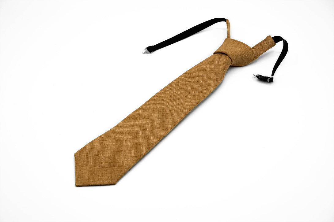 CAMEL color Pre - Tied groomsmen and groom wedding necktie available with matching pocket square / Pre - Tied Boy's Camel Brown necktie