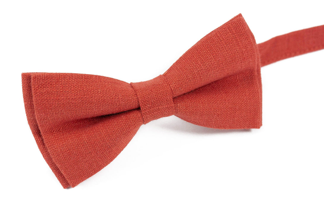 Red brick classic bow ties for wedding - eco-friendly linen