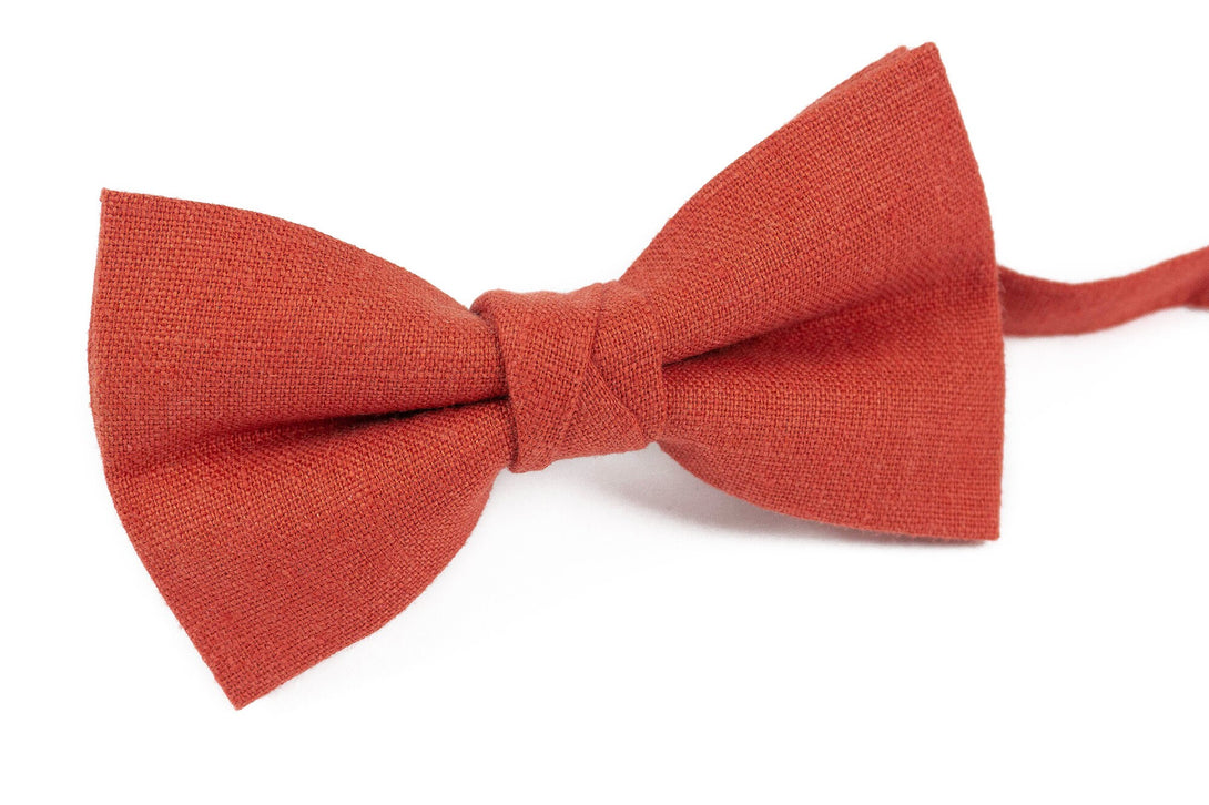 Red brick color mens bow tie for weddings - groomsmen bow tie