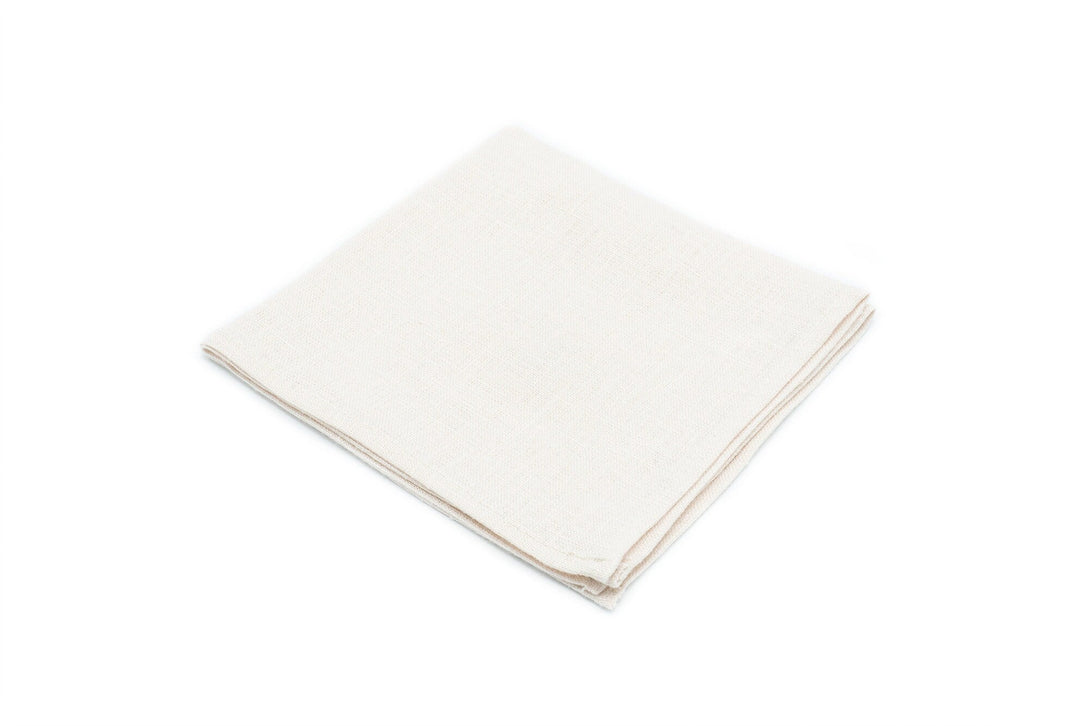 Ivory color linen pocket square / handkerchief available with skinny slim or standard groomsmen neckties for weddings or formal event