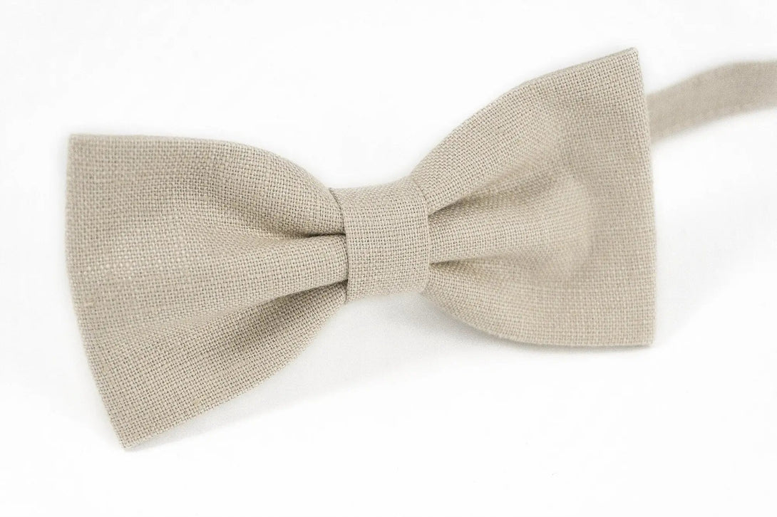 Beige color wedding bow tie and necktie for groomsman proposal gift / Anniversary gift for men