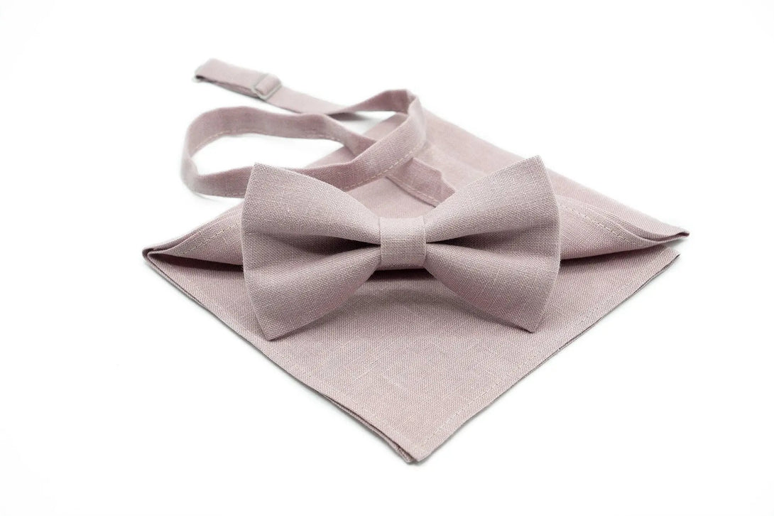 MAUVE color pre-tied wedding bow ties for groomsmen proposal gift and groom available with matching pocket square