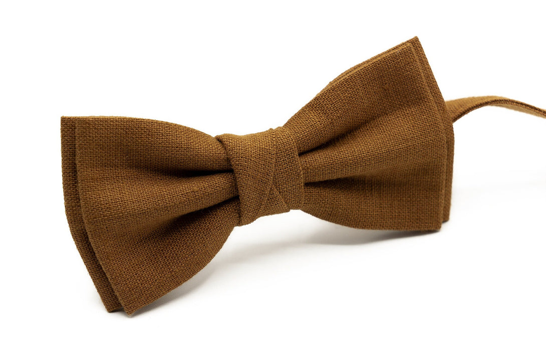 Cinnamon color butterfly wedding bow ties and neckties for groomsmen available with matching pocket square