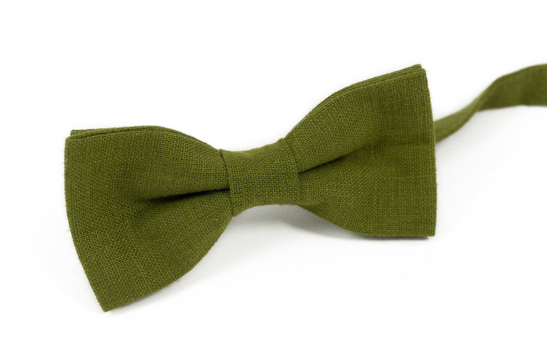 Moss green mens pre tied wedding bow ties