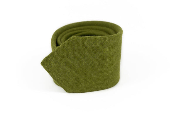 Moss green linen groomsmen neckties for weddings