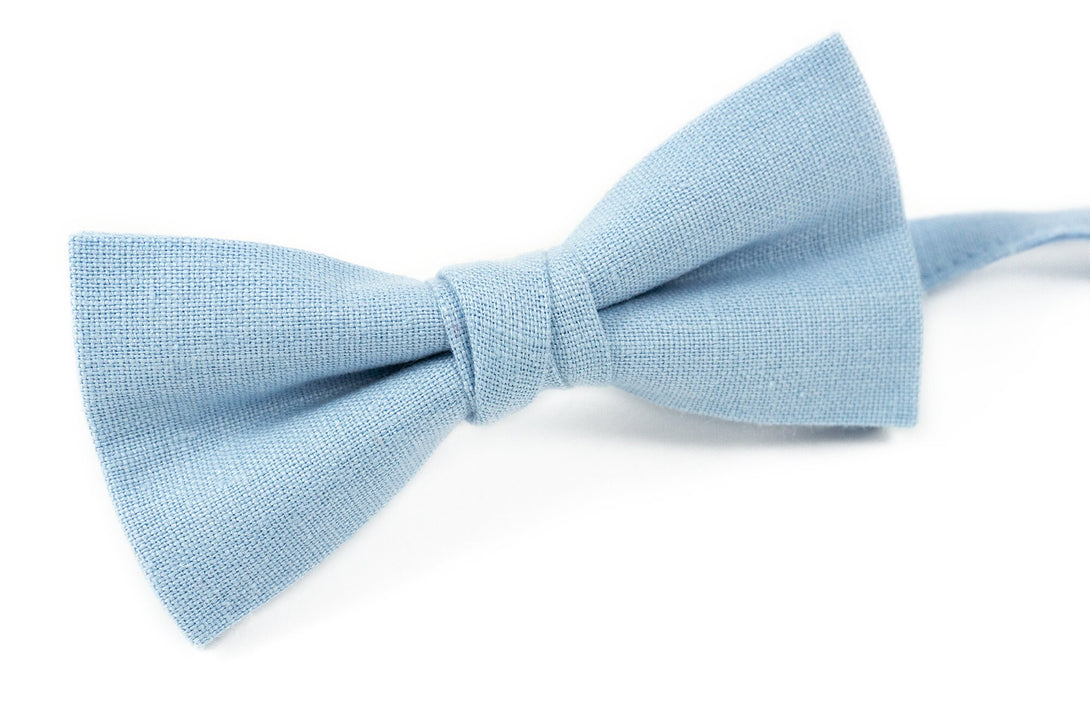 Sky blue linen mens wedding bow ties for groomsmen - sky blue wedding necktie