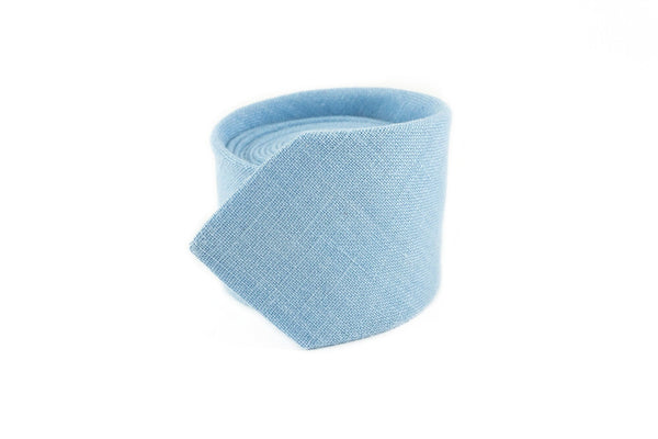 Sky blue linen groomsmen necktie for weddings or baby shower gift