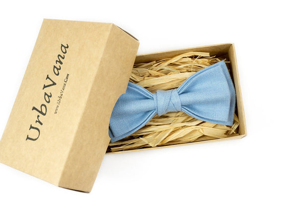 Sky blue pre-tied bow tie for wedding gift - sky blue wedding bow ties for groomsmen / blue pocket square