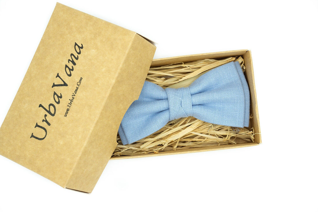Sky Blue pre-tied butterfly bow ties for men and toddler baby boys available with matching handkerchief / Sky Blue wedding necktie for men