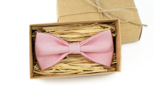 Pink color pre-tied ties for men available with matching handkerchief / Pink skinny and slim wedding neckties