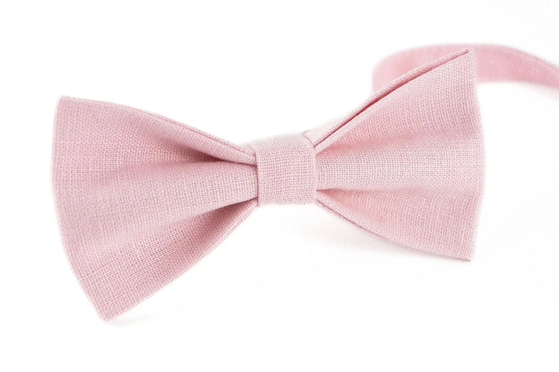 Light pink color linen wedding bow ties for groomsman proposal gift / Handmade baby shower gift