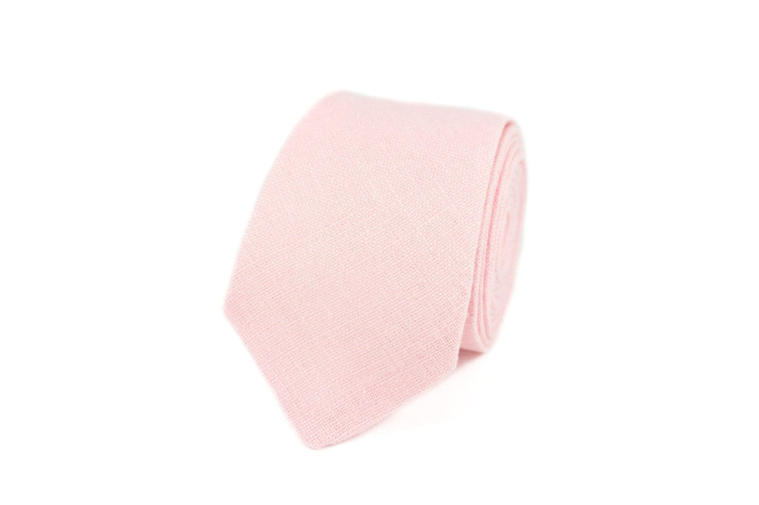 Light pink color linen wedding bow ties for groomsman proposal gift / Handmade baby shower gift