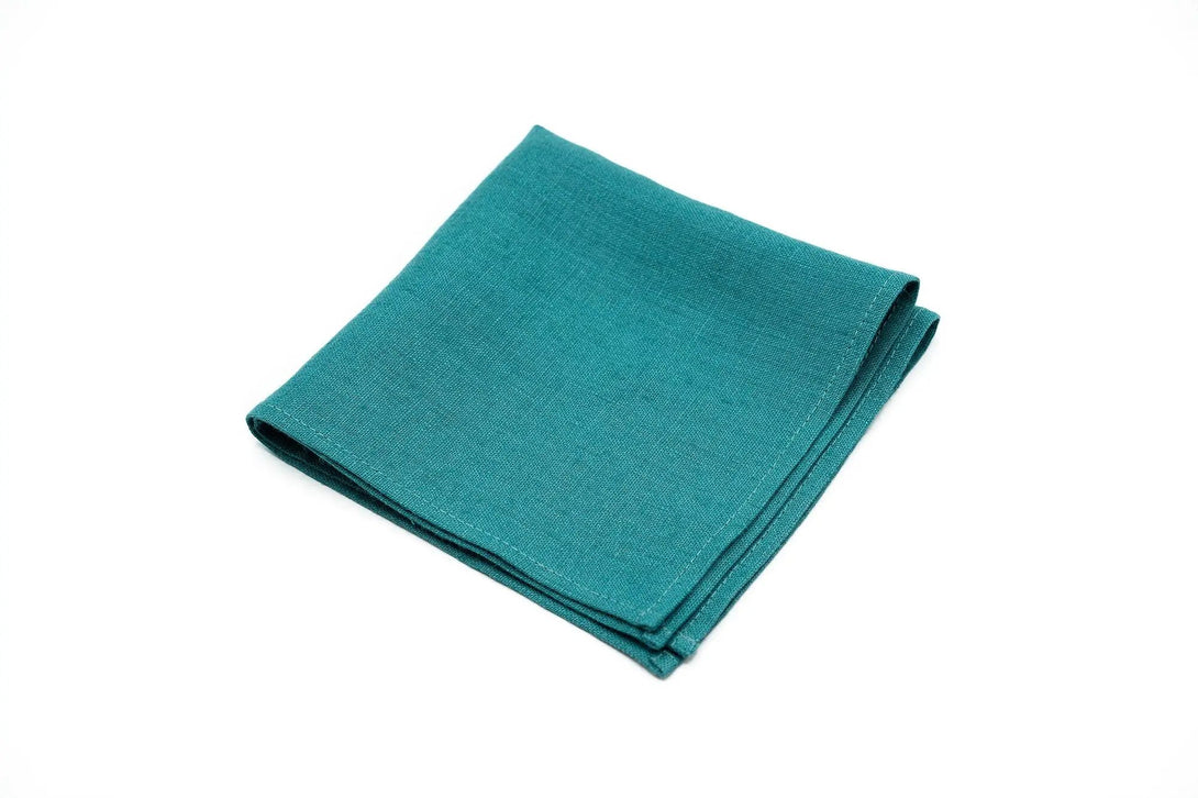 Oasis color linen pocket square / handkerchief available with skinny slim or standard groomsmen neckties for weddings or gift for men