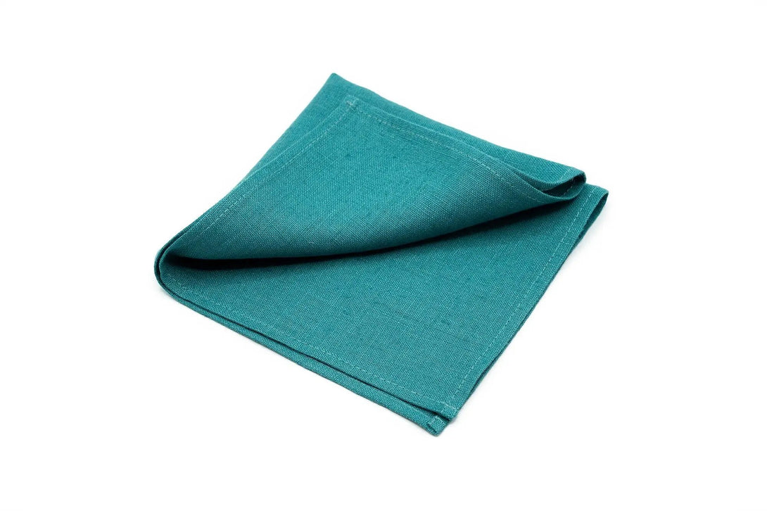 Oasis color linen pocket square / handkerchief available with skinny slim or standard groomsmen neckties for weddings or gift for men