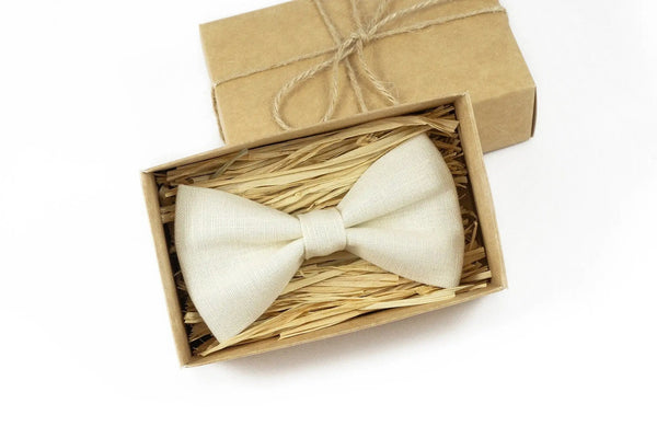 Champagne color wedding bow tie for groomsmen proposal gift / Page boy and ring bearer bow tie