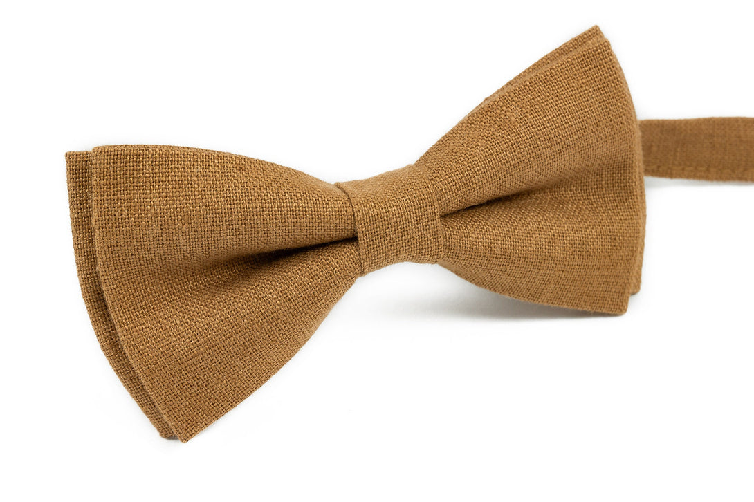 Camel color groomsmen bow tie