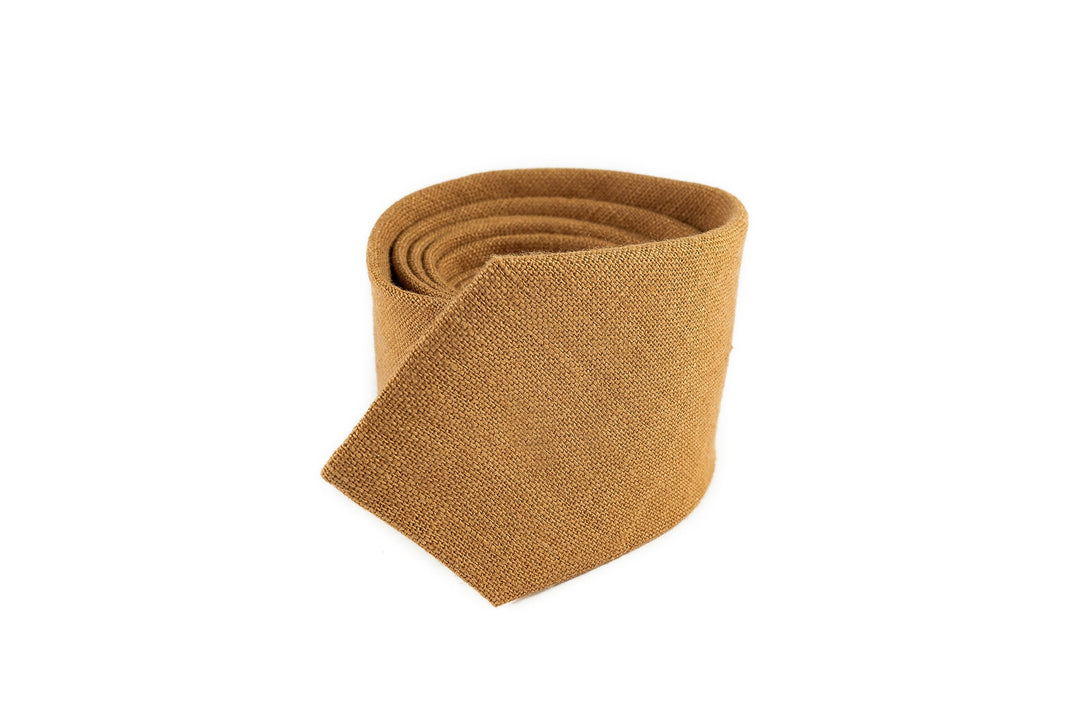 Camel color linen mens wedding bow ties for groomsmen - wedding necktie as gift for men