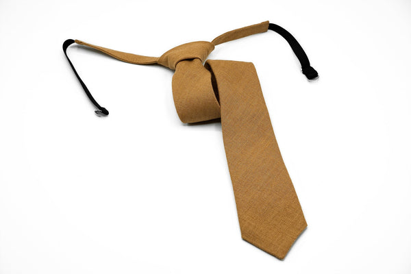 CAMEL color Pre - Tied groomsmen and groom wedding necktie available with matching pocket square / Pre - Tied Boy's Camel Brown necktie