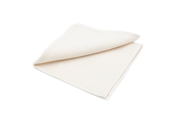 Ivory color linen pocket square / handkerchief available with skinny slim or standard groomsmen neckties for weddings or formal event