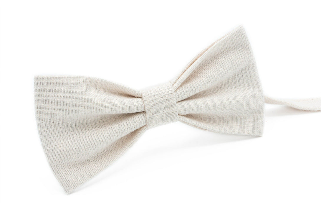 Ivory linen ties for men / Groomsmen bow ties and neckties for wedding