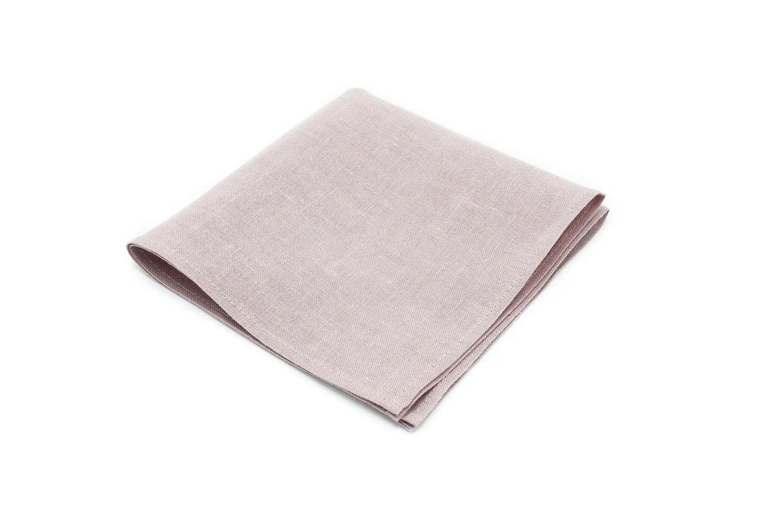 Mauve color linen pocket square / handkerchief available with skinny slim or standard groomsmen neckties for weddings or formal event