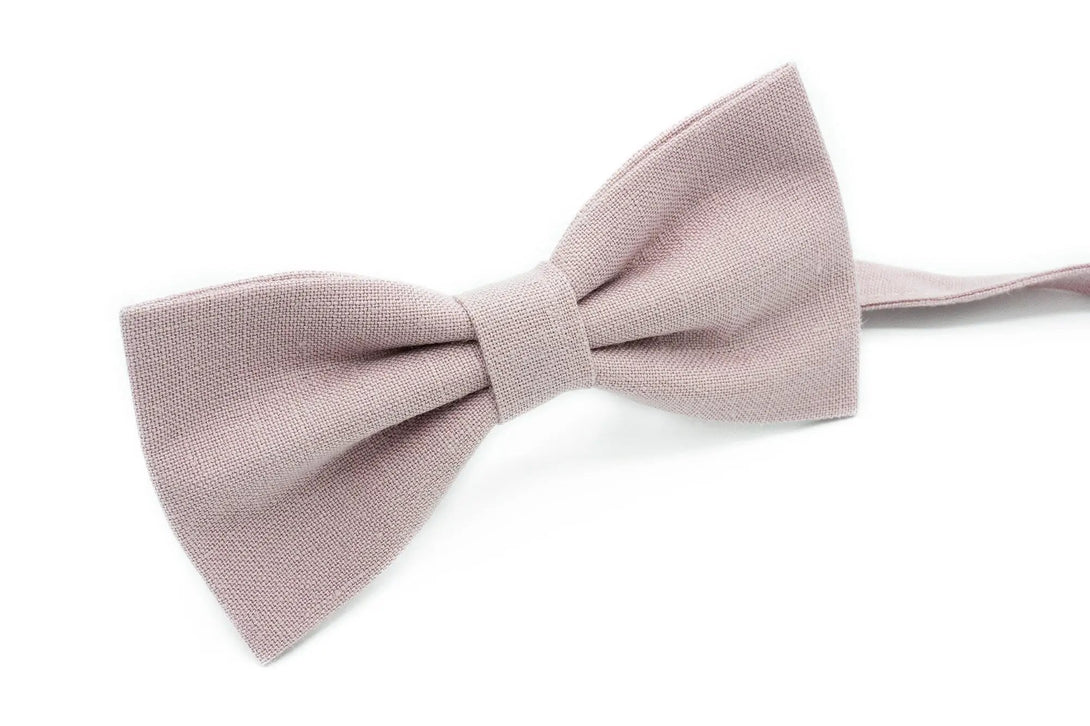 Mauve color butterfly linen wedding bow ties for groomsmen proposal gift / Pre-tied bow ties for boho wedding ideas