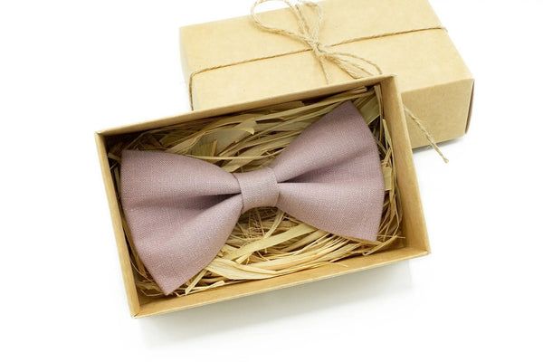 Mauve color pre-tied groomsmen bow ties for wedding available with matching pocket square / Gift for men