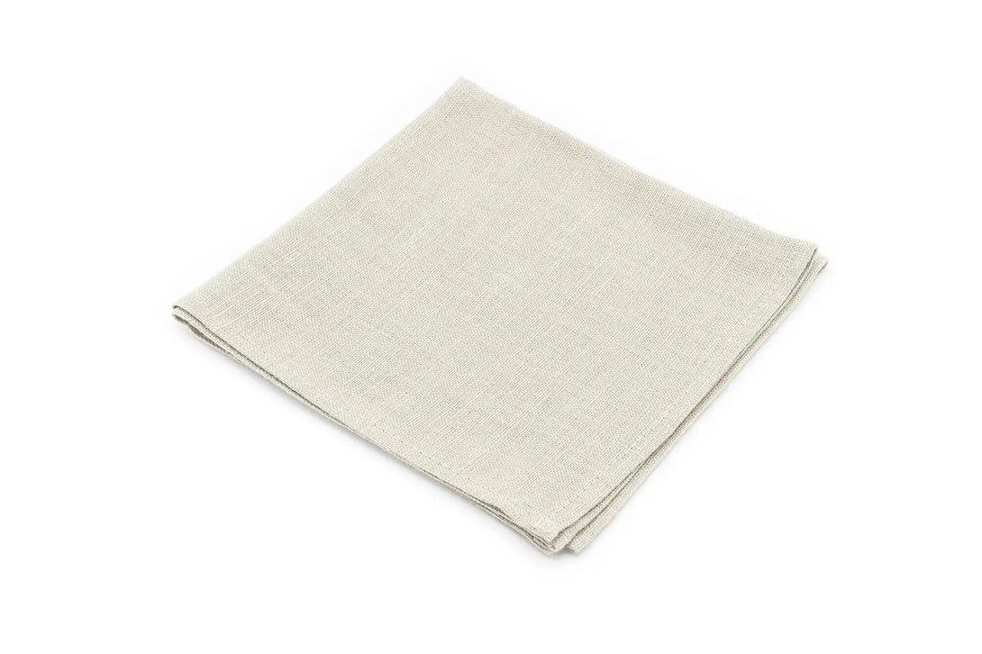 Beige color linen ties for men available with matching pocket square / Skinny and slim neckties