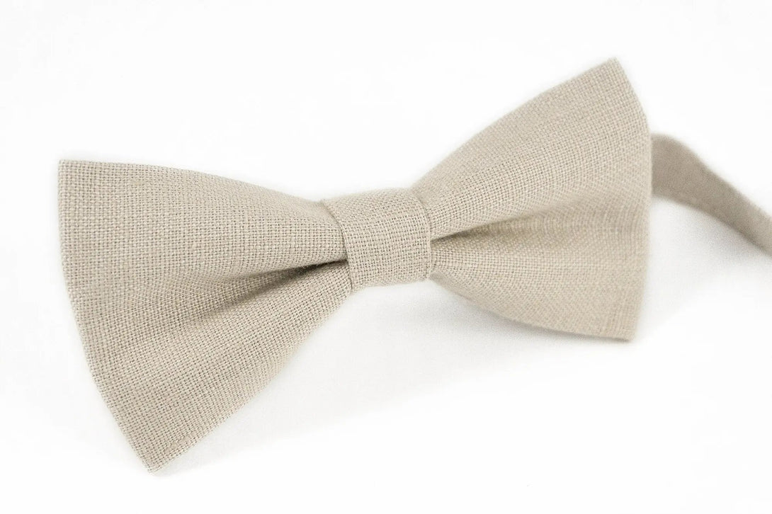 Beige color wedding bow tie for groomsman proposal gift / Anniversary gift for husband or boyfriend