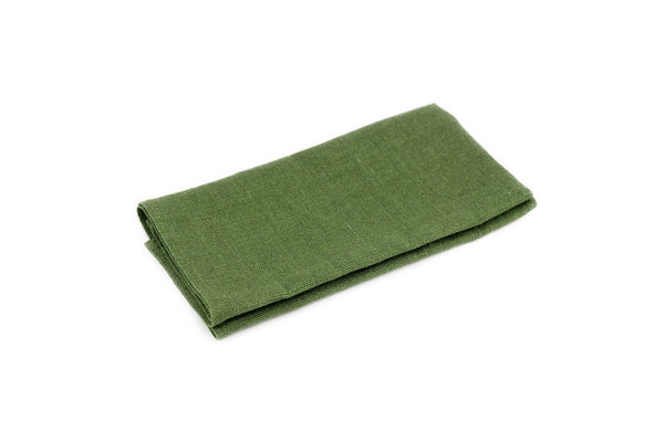 Olive green color linen pocket square or handkerchief for men and kids available with matching bow tie or slim necktie