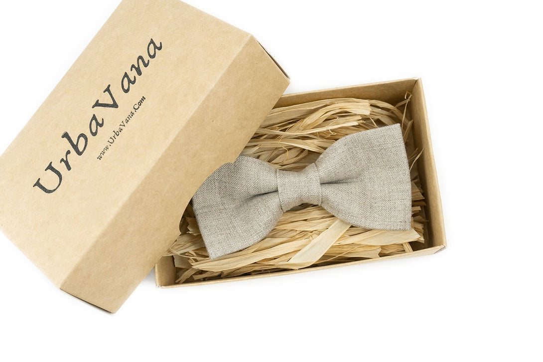 Natural linen color bow ties for men - wedding bow ties for groomsmen