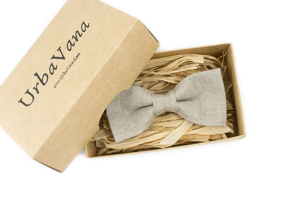 Natural linen color bow ties for men - wedding bow ties for groomsmen