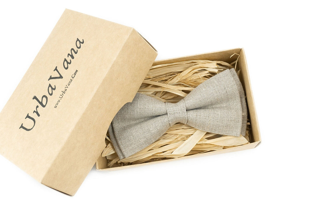 Natural linen color classic bow ties - wedding bow ties for groomsmen gift ideas