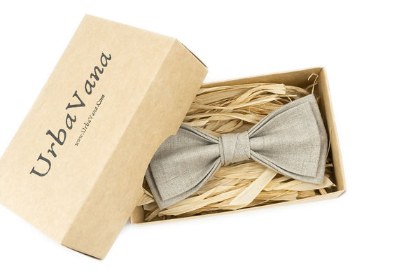 Natural linen color pre-tied bow tie for wedding - wedding bow tie gift for groomsmen / baby boys bow ties