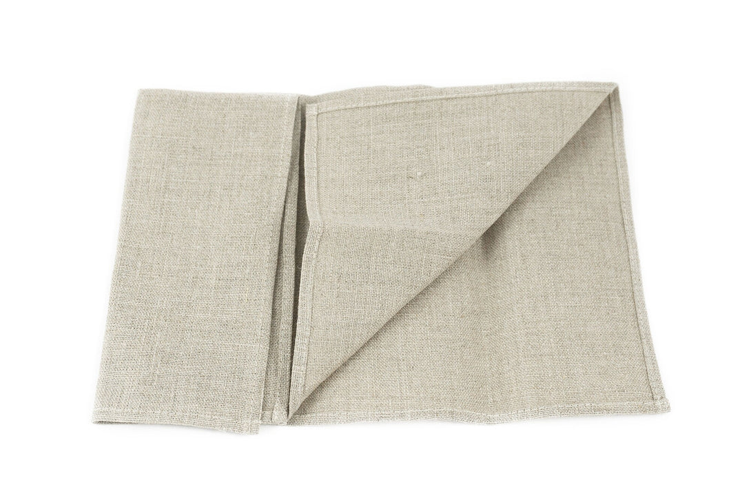 Natural linen color pocket square or handkerchief for men available with matching bow tie or skinny necktie