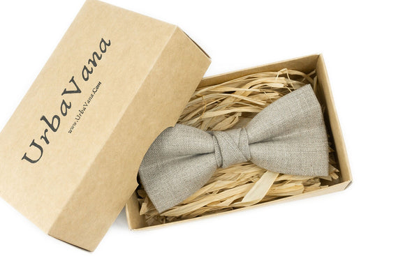 Natural linen color classic wedding bow ties for groomsmen - bow ties for men