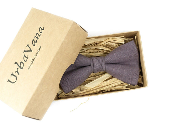 Lilac grey linen bow ties for weddings - wedding bow ties for groomsmen