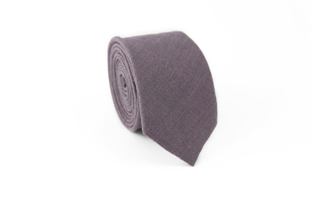 Dusty purple handmade linen groomsmen ties