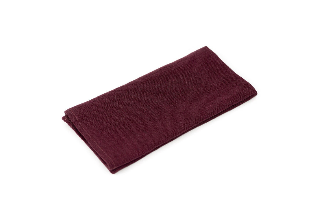 Plum color linen pocket square or handkerchief for men
