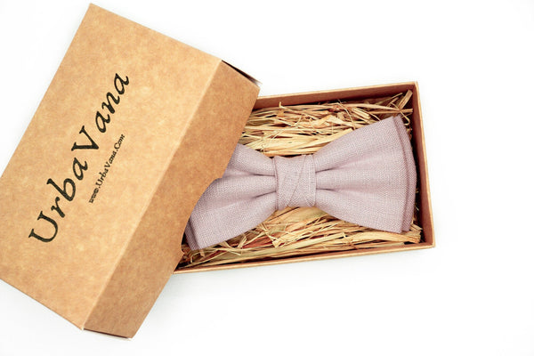 Dusty Rose color pre-tied butterfly bow ties for groomsmen proposal gift available with matching pocket square or dusty rose suspenders